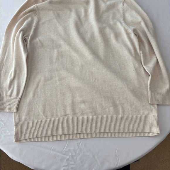 JEANNE PIERRE Women's Large Cream Sweater 100% Cotton Scoop Neck Classic Work - Picture 7 of 9